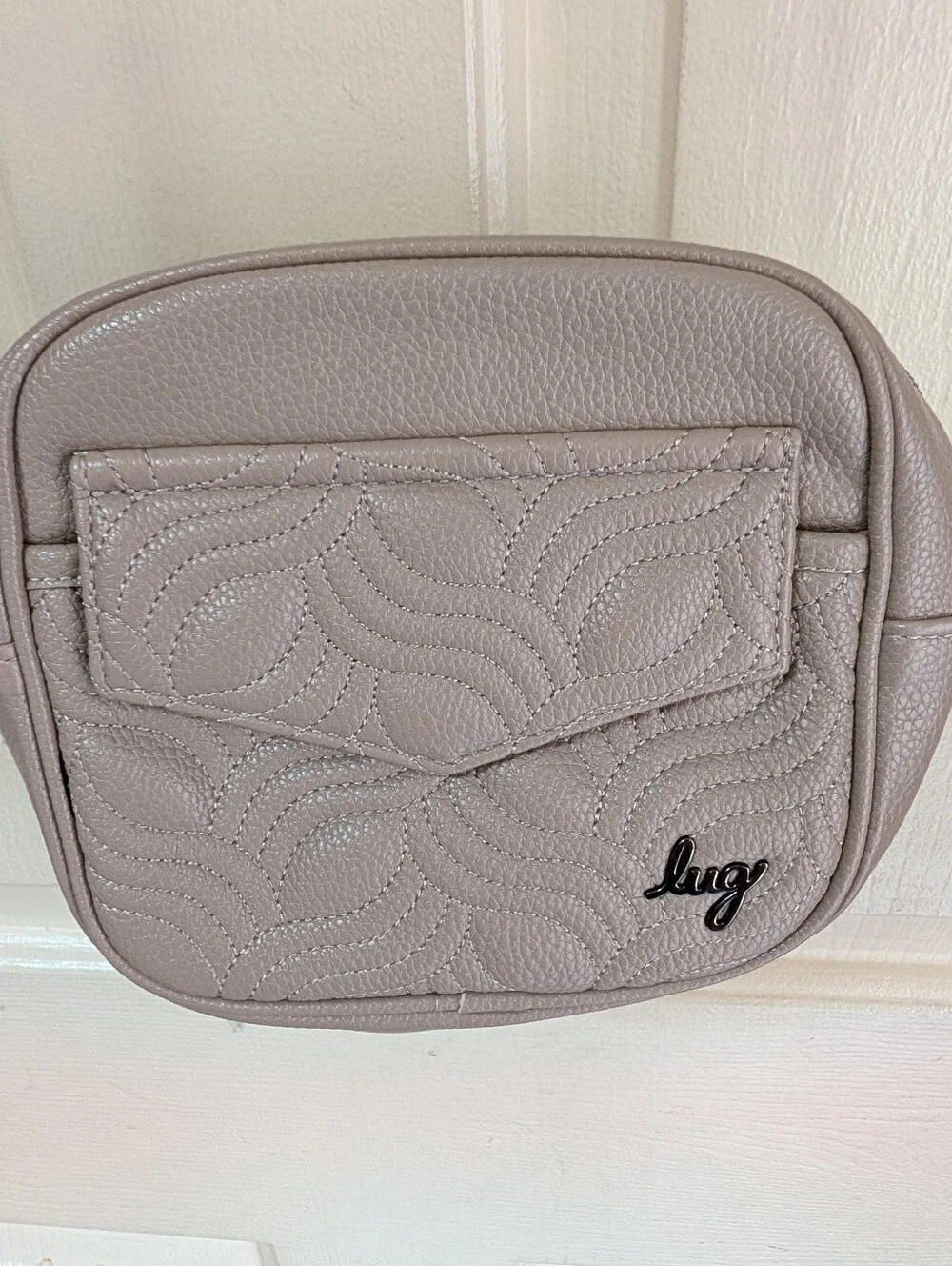 lug Pebbled Quilted Crossbody Bag in Taupe